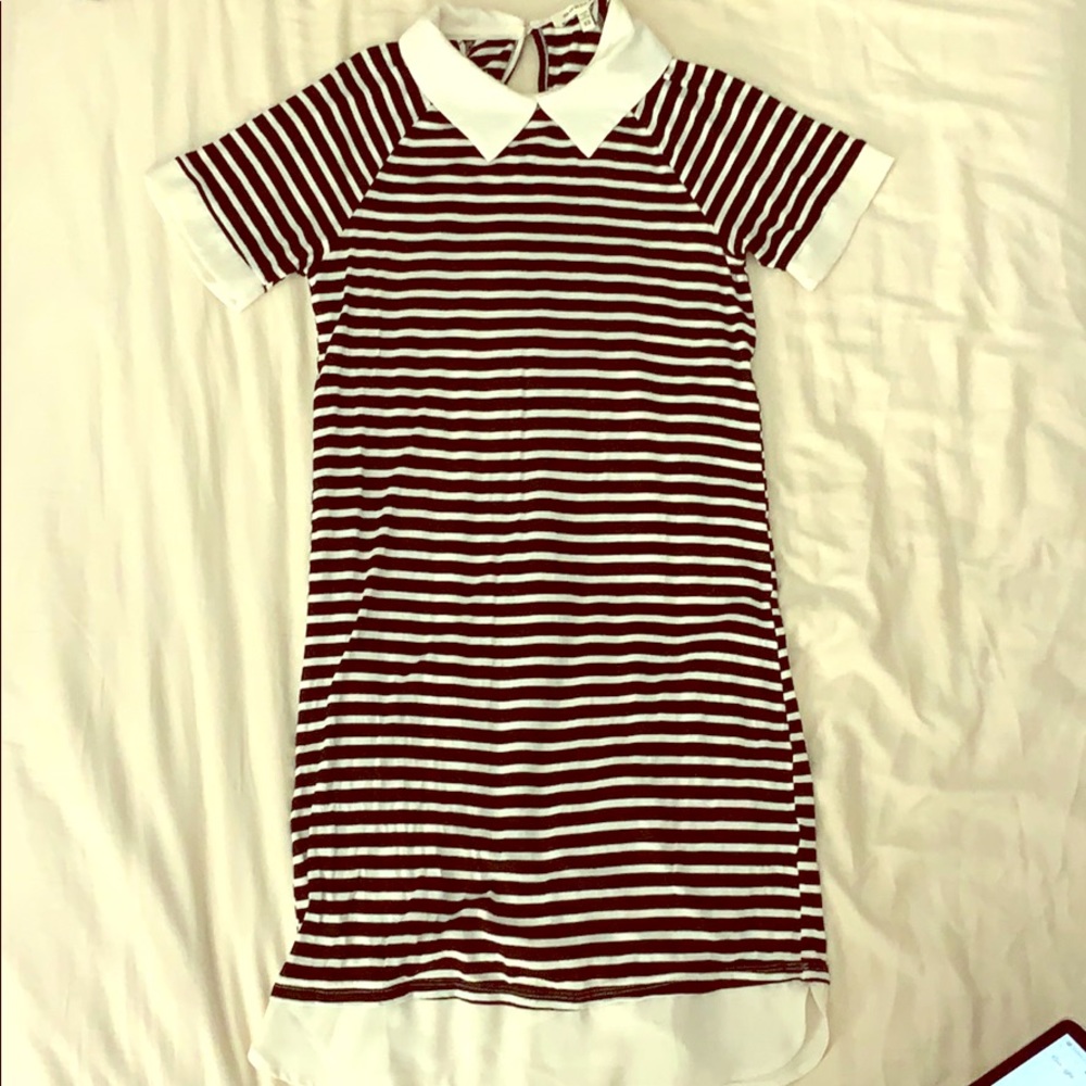 Stripped collard dress